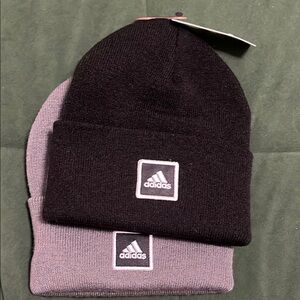 Adidas Black and Gray Knit Beanie Set